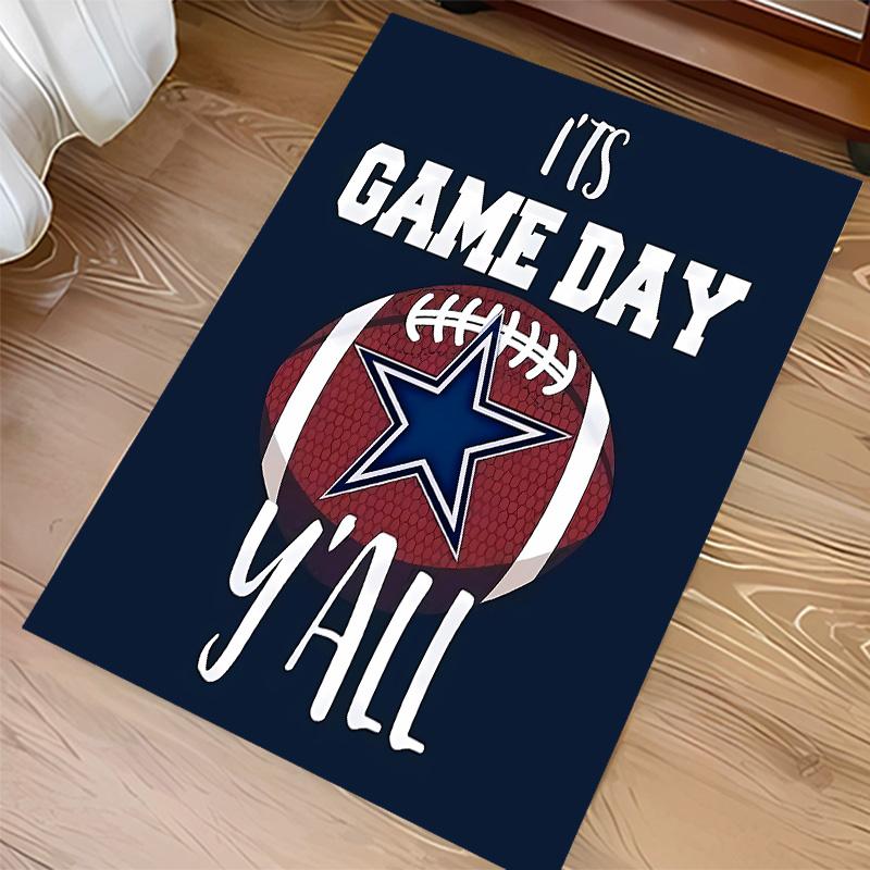 Dallas Cowboys Print Area Rug - Soft, Washable Non-Slip Indoor Mat for Office Chairs, Living Room, Home Office Decorative Rug