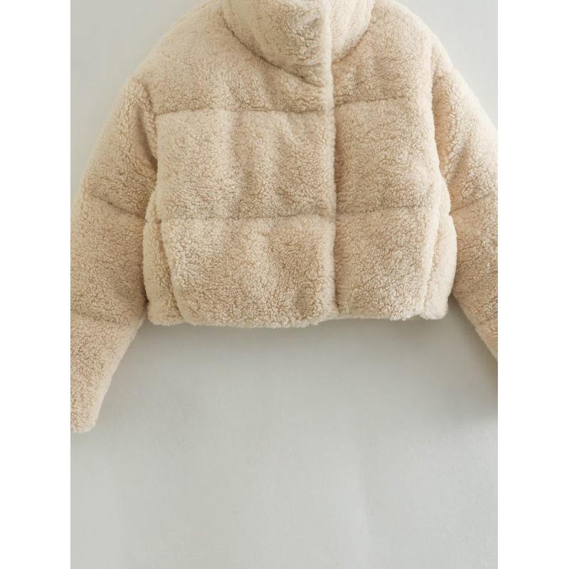 Женское утолщенное пальто, модный теплый повседневный топ, свободный однотонный воротник-стойка, куртка