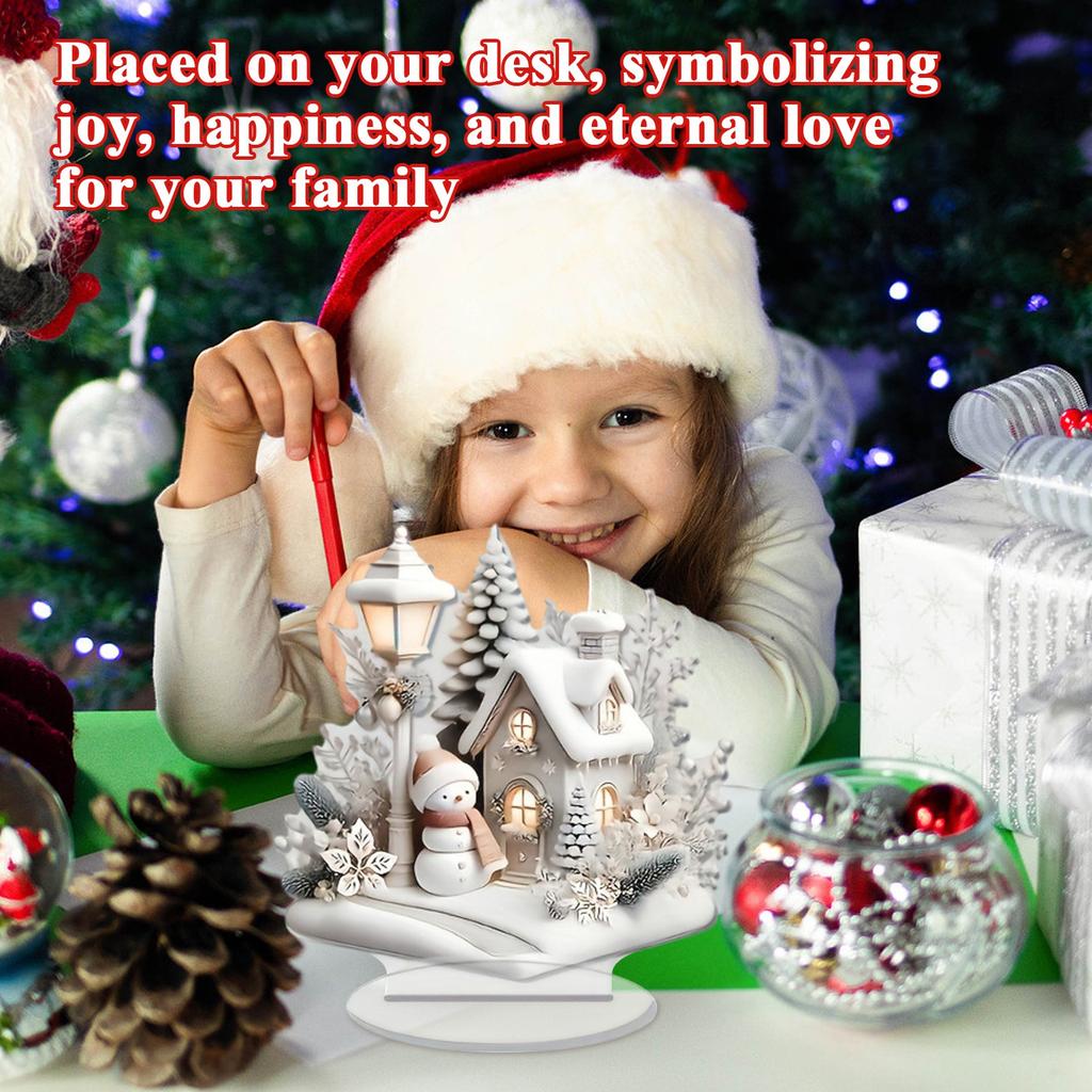 Акриловая плоская рождественская игрушка Снеговик Дом Настольное украшение Снег Микро