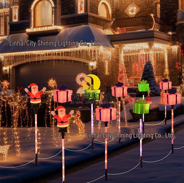 2025 Солнечные Рождественские Санта и Снеговик Светящиеся Гирлянды для Наружного Декора