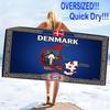 Denmark Print Beach Towel, Large Soft Quick Dry Towel for Beach Camping Swimming