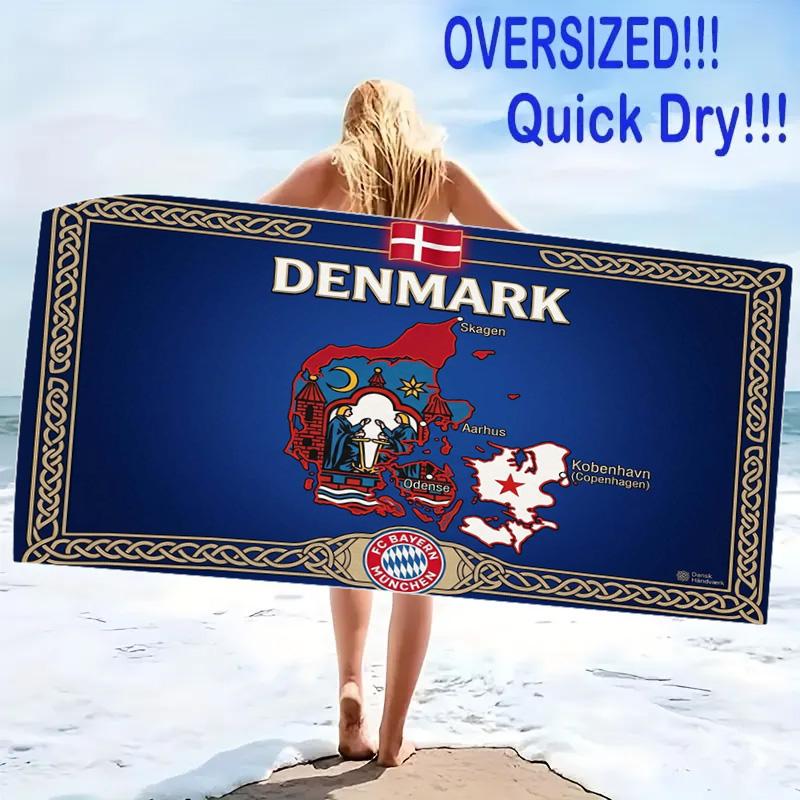 Denmark Print Beach Towel, Large Soft Quick Dry Towel for Beach Camping Swimming