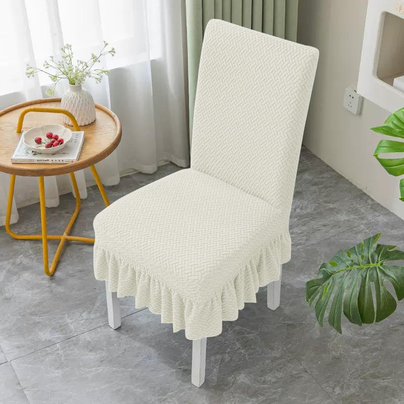 T-shaped Jacquard Skirt Hem Chair Cover Hotel Banquet Chair Cover Chair Back Exquisite Wedding Seat Cover Festive