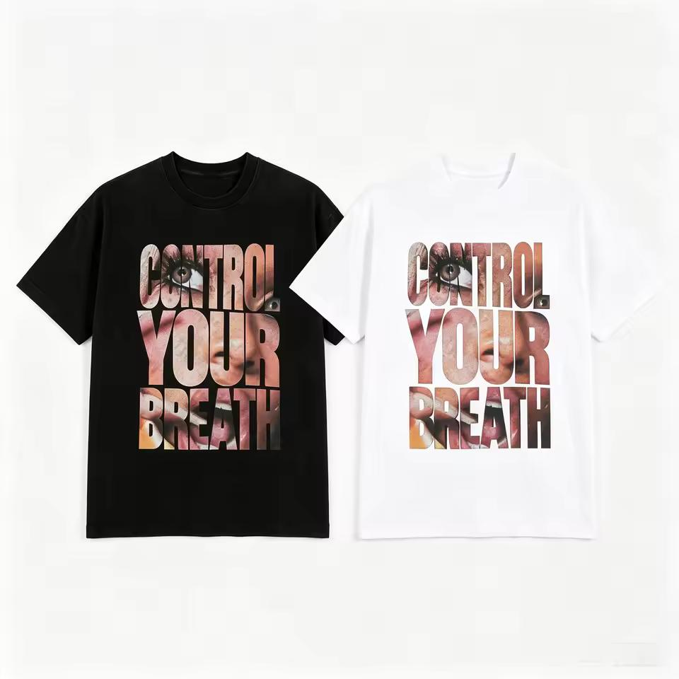Fashion Y2K T-shirt Punk Oversized Streetwear Control Your Breath Graphic Print Tee High Street Top Casual Loose T Shirts Unisex