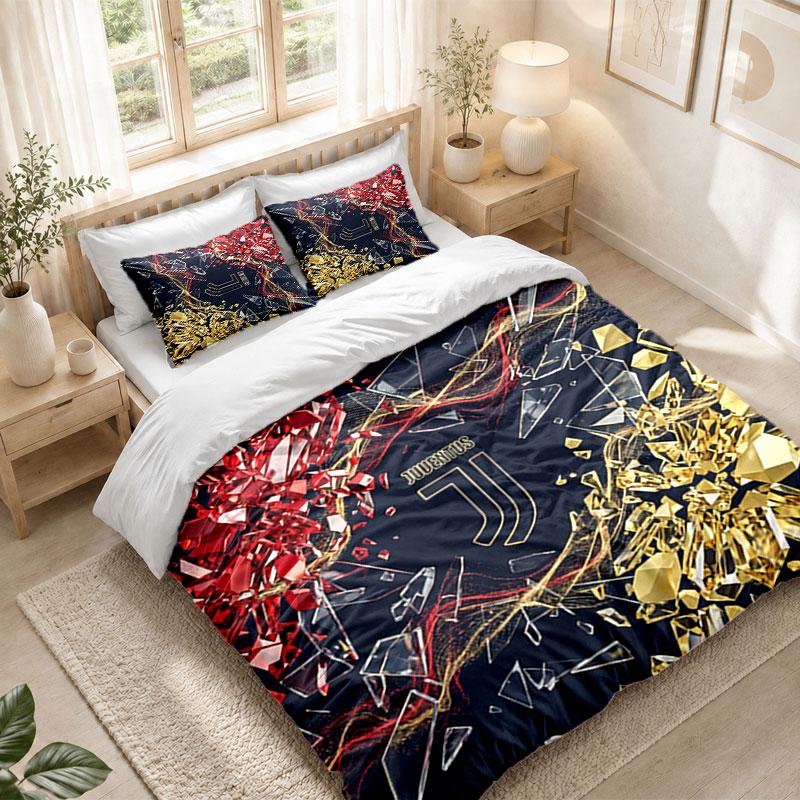 Bedding Set 1 Duvet Cover 2 Pillowcases Juventus FC Print Bedroom Home Decoration