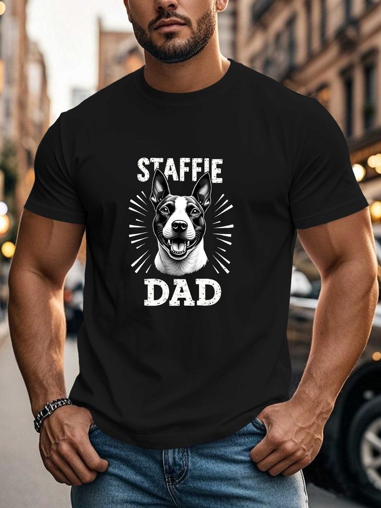 Staffie dad dog portrait Crinkle Plus Size Men's T-Shirt, PLUS SIZE