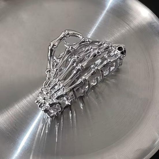 Хэллоуин Заколка для волос Черная Паутина Скелет Рука Форма Летучей мыши Зажим для волос Нескользящие зубцы Затылок Акула Зажим для волос Аксессуар для укладки