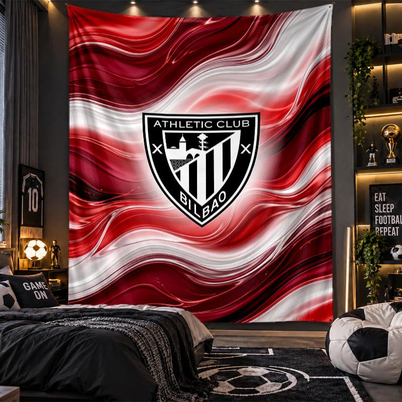 Wall Hanging Tapestry Athletic Bilbao Football Print Cloth for Living Room Bedroom Home Decor