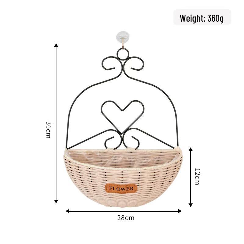 Nordic Rattan-Style Wall Hanging Decorative Flower Basket Pot