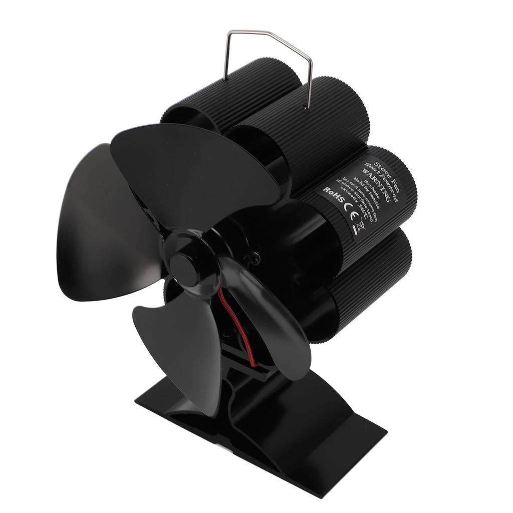 4 Blade Wood Stove Fan Anodized Aluminum Alloy Quiet Efficient Heat Powered Fireplace Fan with