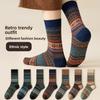 Ethnic-style Women's Mid-calf Socks for Autumn and Winter, Fleece and Thickened, Warm Home Sleep Socks, Long Calf for Winter