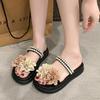 Two wearing JX cool slippers women's new fashion pearl niche word with thick bottom drag
