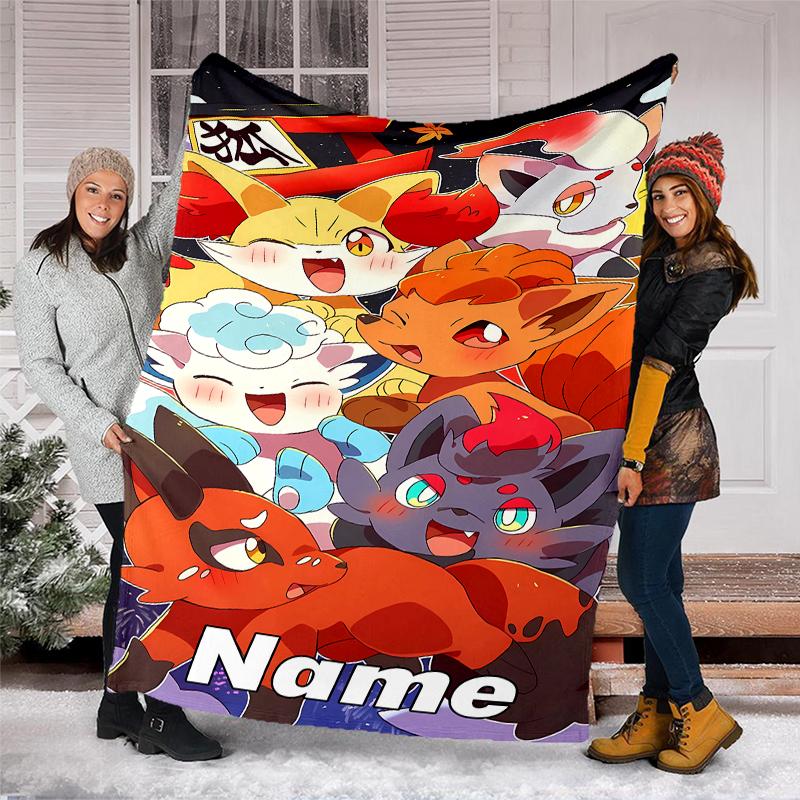Personalized Custom Name Blanket - Pokémon Print Design,Blanket for Sofa,Bed,Travel,Camping - Soft and Warm, Great Gift