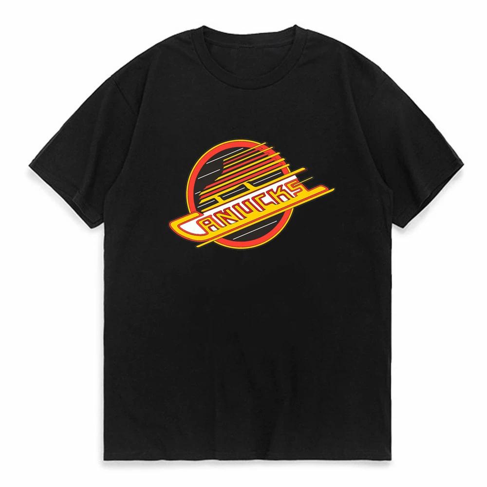 Vancouver Hockey Retro Canucks Skate T-Shirt 100% Cotton Graphic Printed Tops Unisex short slee