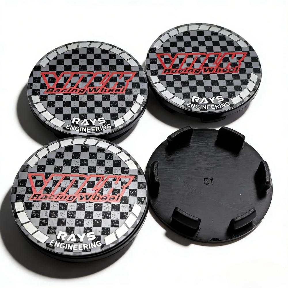 4pcs VLOK Racing Logo Emblem Car Wheel Center Caps 51MM Clips 46MM Wheels Hub Cap Rays Badge Rim Hubcaps Dust Cover Accessories
