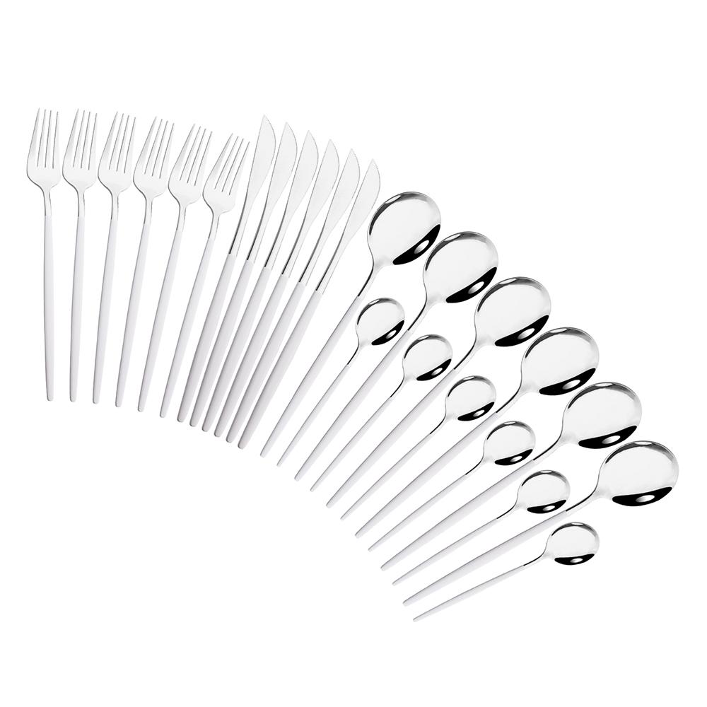 Pink Gold Cutlery Set Stainless Steel Dinnerware Set 24Pcs Knives Forks Coffee Spoons Flatware Set Kitchen Dinner Tableware Set