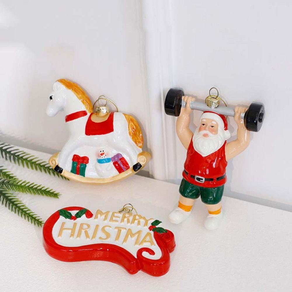 Colorful ChristmasTtree Hanging Ornaments 3D Christmas Scene Layout Supplies Door
