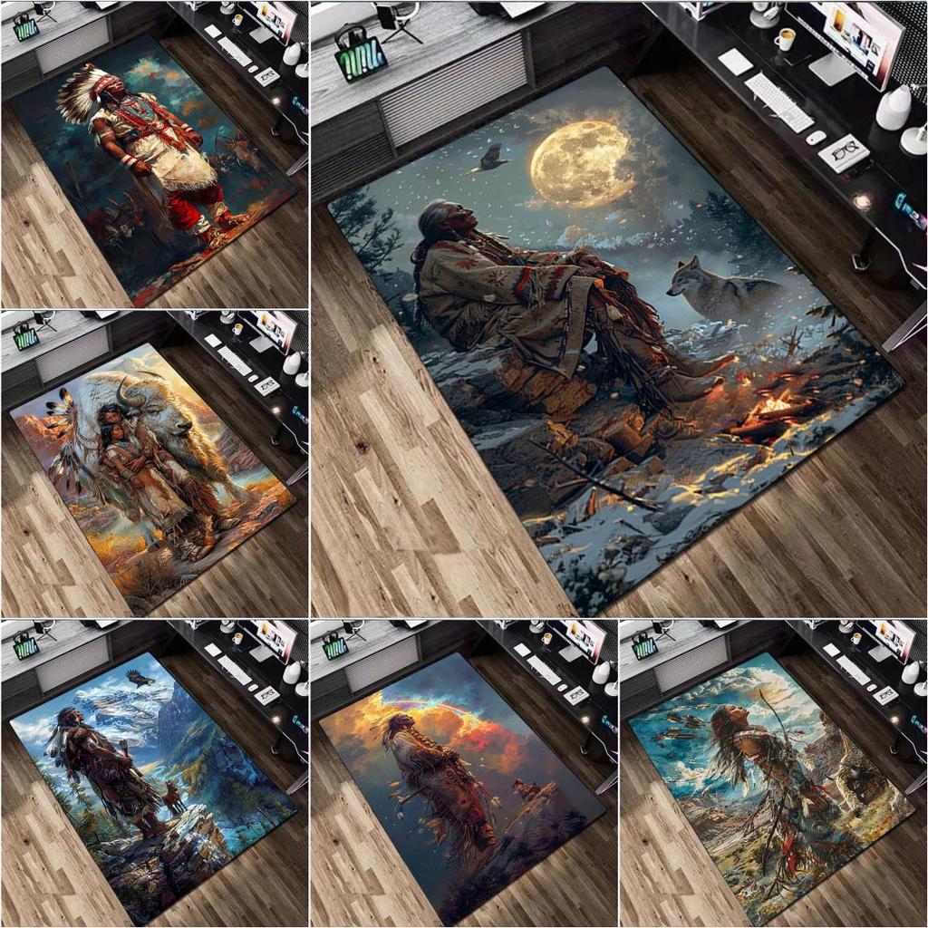 1Pc Native American Rug - Home carpet Office Decorative Carpet For Living Room Bedroom Door Mat Floor Rug Computer Chair Area Rug