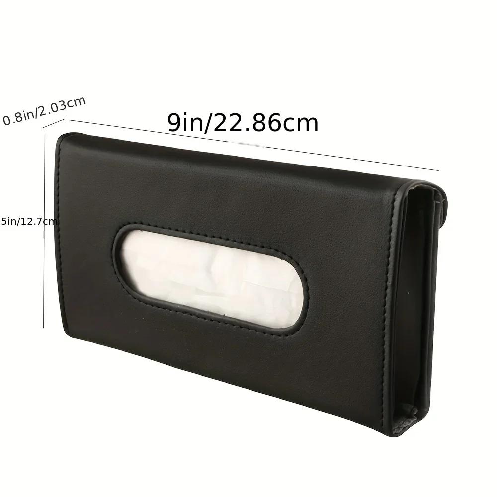 1pc PU Leather Car Tissue Box Holder, Sun Visor and Seat Back Organizer for Towels, Auto Interior Accessory Storage Case