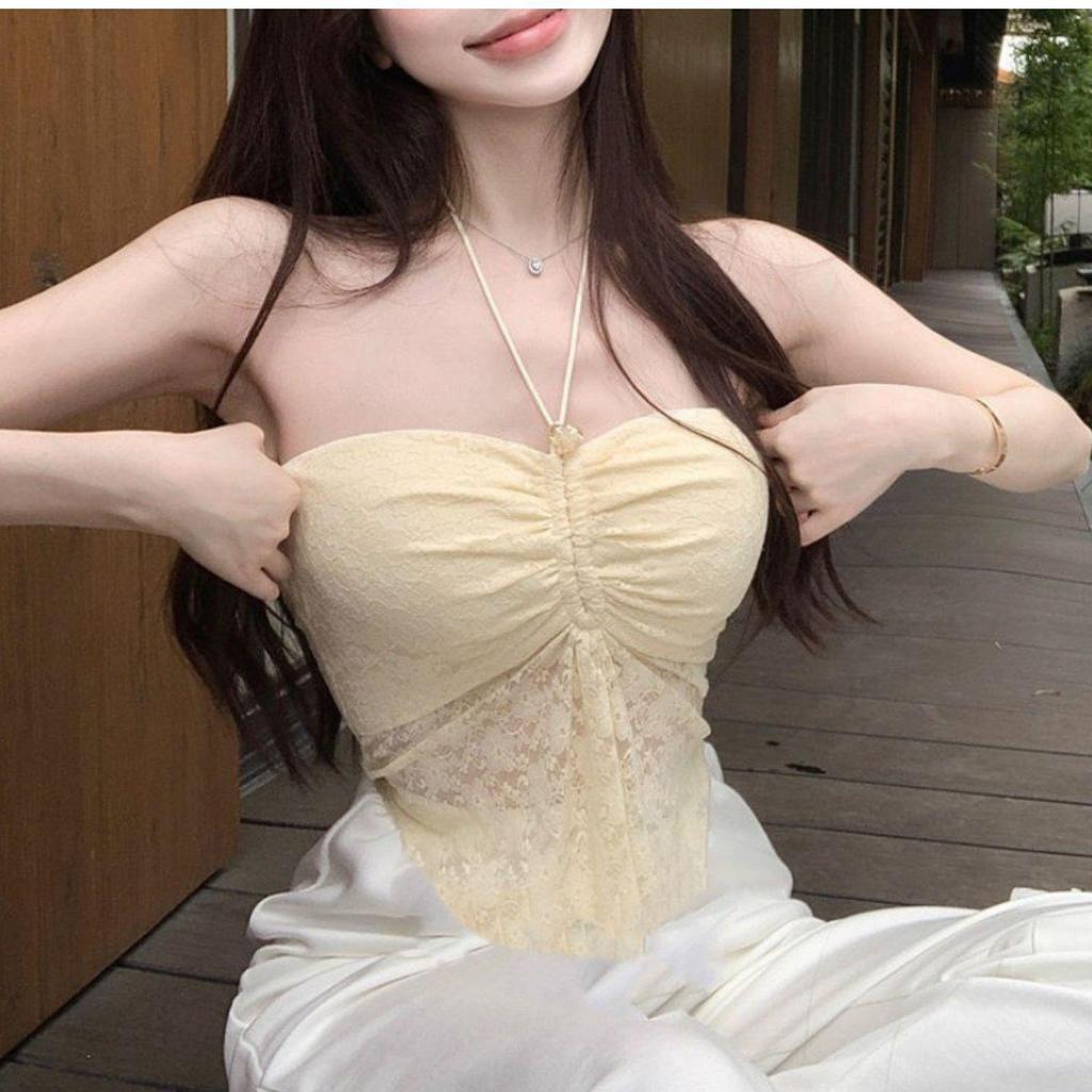 Hollow Lace Halter Camisole - Sexy Strapless Summer Top for Women