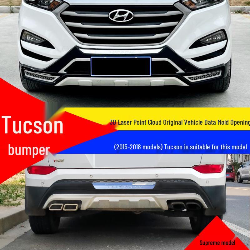 Защита бампера с декоративными противоударными планками для Hyundai Tucson 2015-18