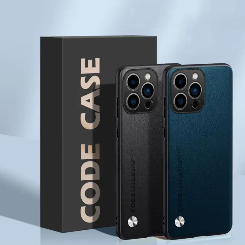 EUCAGR Роскошный чехол для телефона из ПУ-кожи для iPhone 17 Pro Max 17E 16E 15 14 13mini 12 Pro Max Однотонная кожаная ударопрочная мягкая задняя крышка