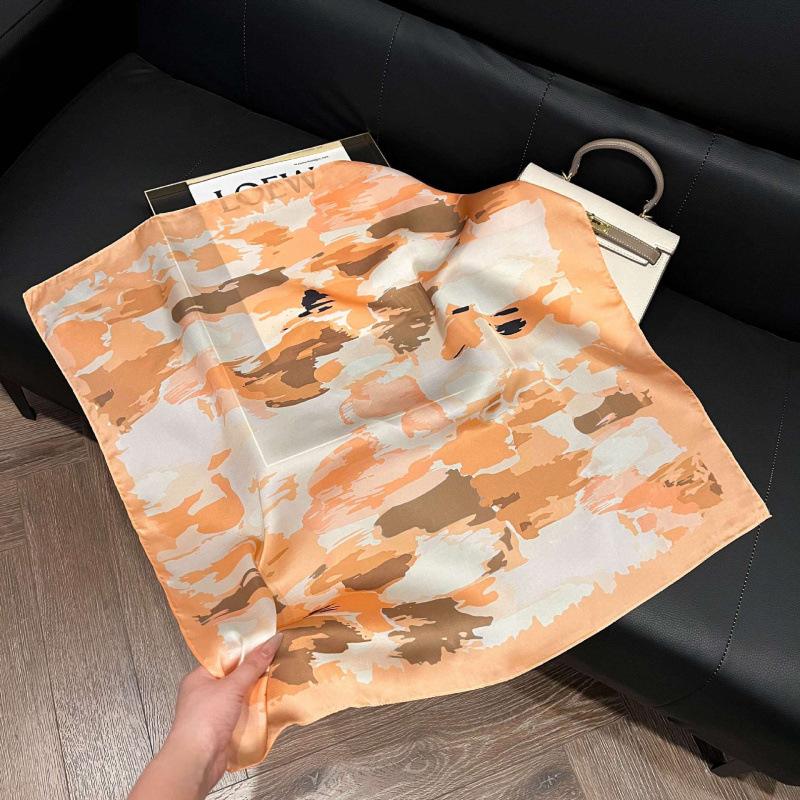 New Korean version of versatile printed decorative silk scarf, Chinese style temperament, elegant streamer, hair tie, bag, small scarf