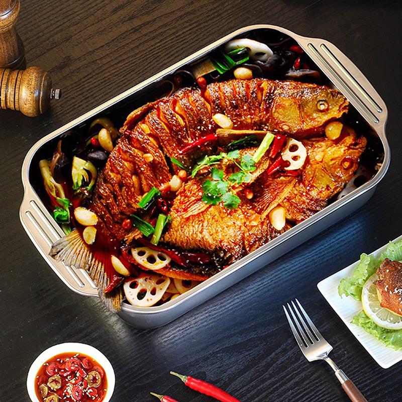 Форма для выпечки из нержавеющей стали с крышками, глубокая, для рыбы/пасты/гриля, подходит для духовки и посудомоечной машины, посуда
