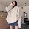 Cotton Oversized Hooded Sweatshirt White-Grey Thick Fleece Loose Fit Vintage Streetwear Winter