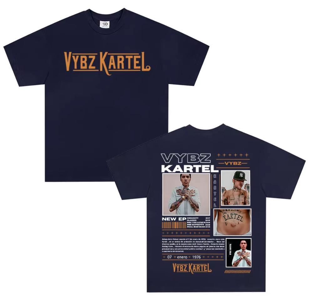 Rapper Vybz Kartel Tour 2026 Album Graphic TShirt Unisexs Fashion High Quality Cotton Tshirt Vintage Oversized Short Sleeve Tees