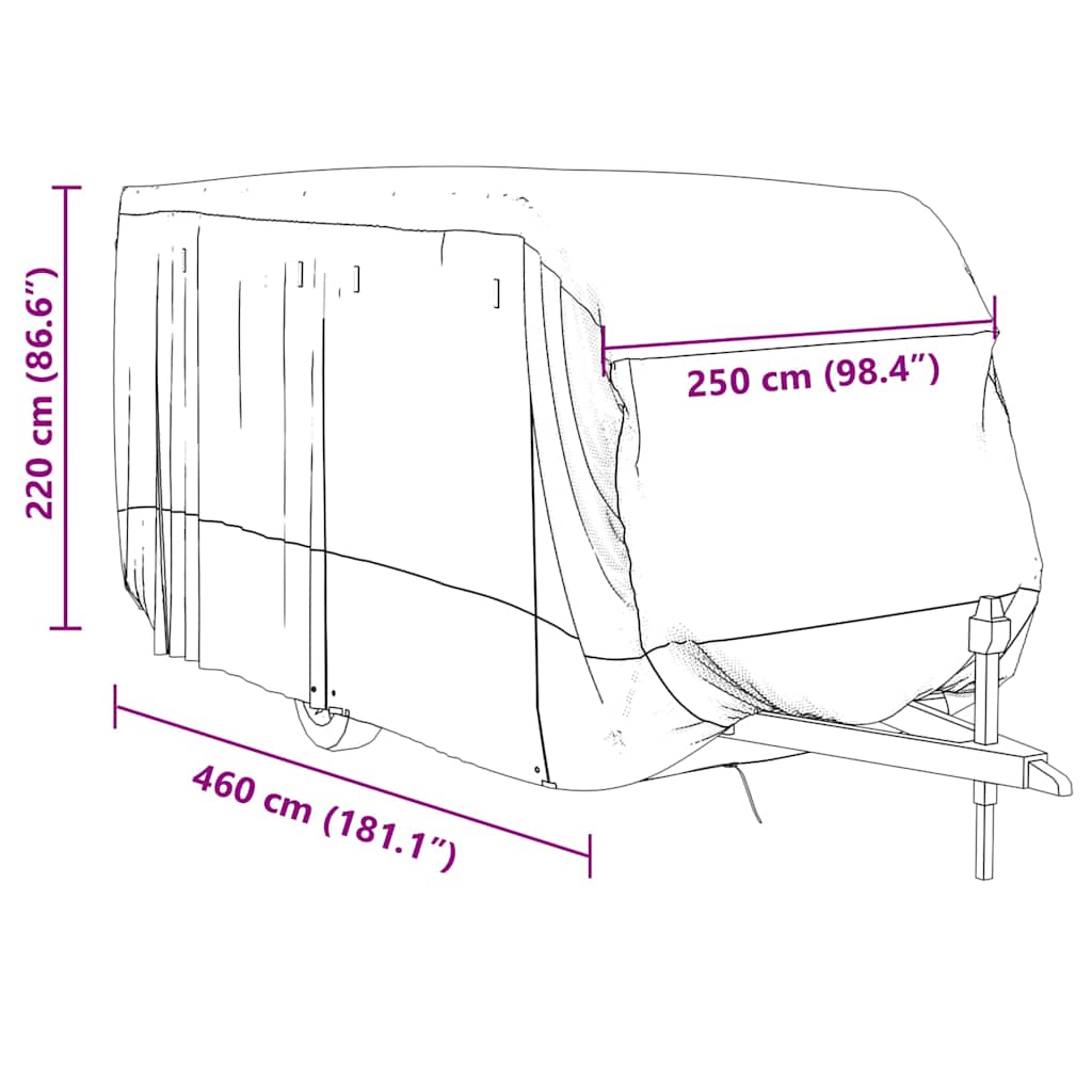 Camper Cover Grey 460 x 250 x 220 cm Non woven Fabric