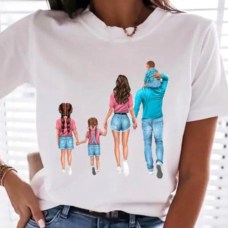 Women Family Mom Mother Mama T-shirts Female T Tee Cartoon Sweet Love Son 90s Clothes Lady Casual Shirt Graphic Tshirt Top