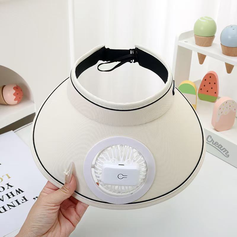 Fashion Outdoor Sun Protection Hat Summer Large Brim USB Charging Fan Sun Visor for Men and Women
