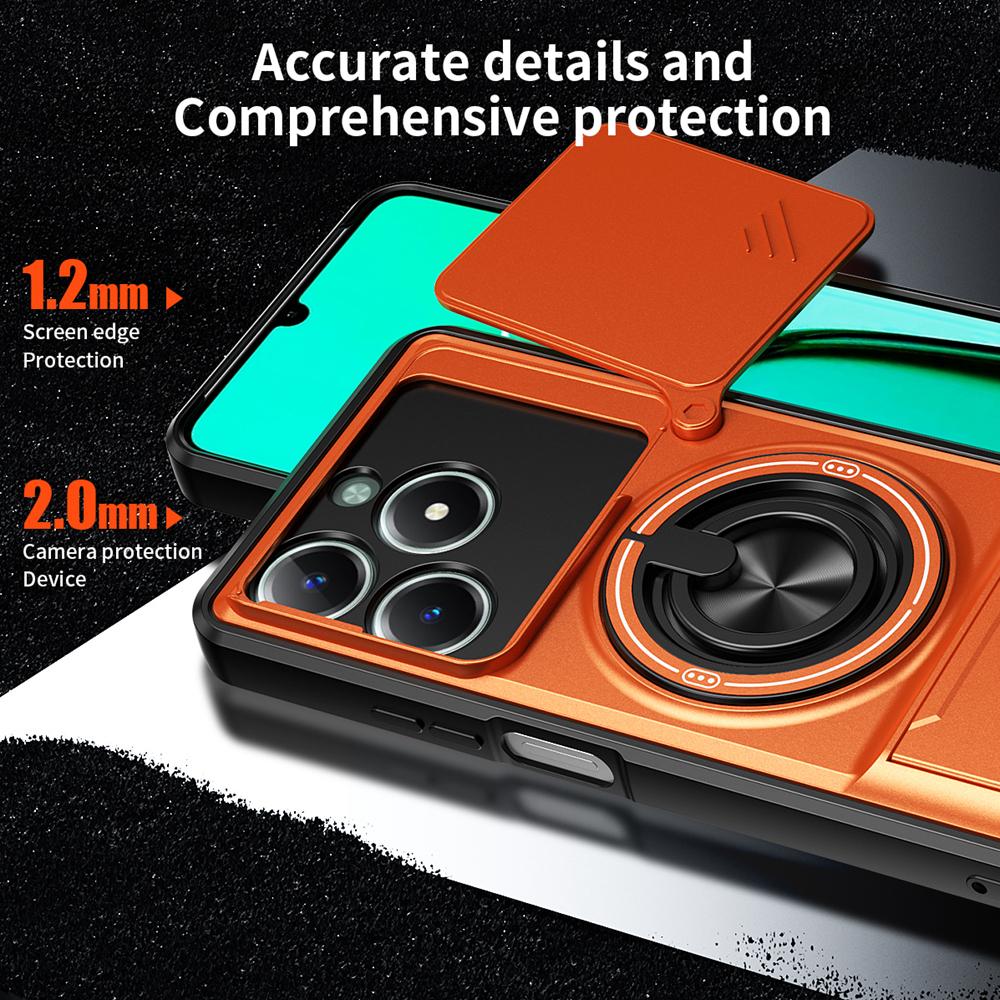 KEYSION Магнитный чехол для телефона OPPO Realme C61 C63 Защита камеры со сдвижной крышкой Вертикальная подставка 360 Кольцо Ударопрочная задняя крышка
