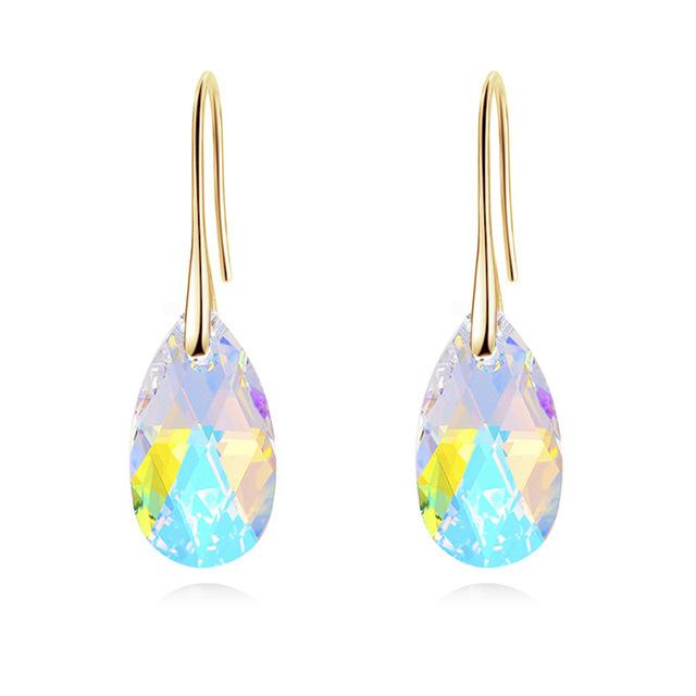 Classic Korean Pear-shaped Drop Earrings Crystals Jewelry for Women Silver Color Big Pendant