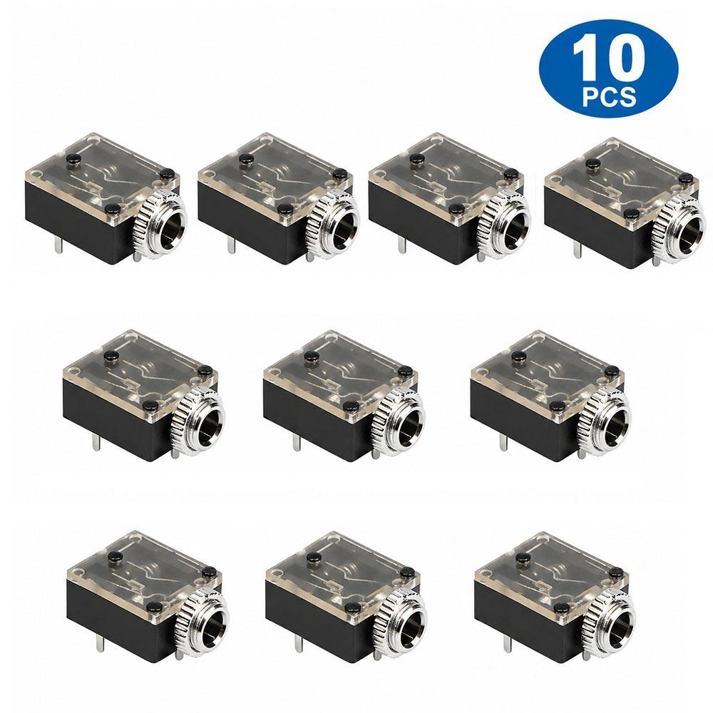 10Pcs With Nut PJ-324M Audio Jack PJ324M Interface Stereo Audio Jack for Audio Video Socket