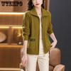 Women's Cardigans Sweaters Outerwear Spring and Autumn Knitwear Lapels Zippered Pockets