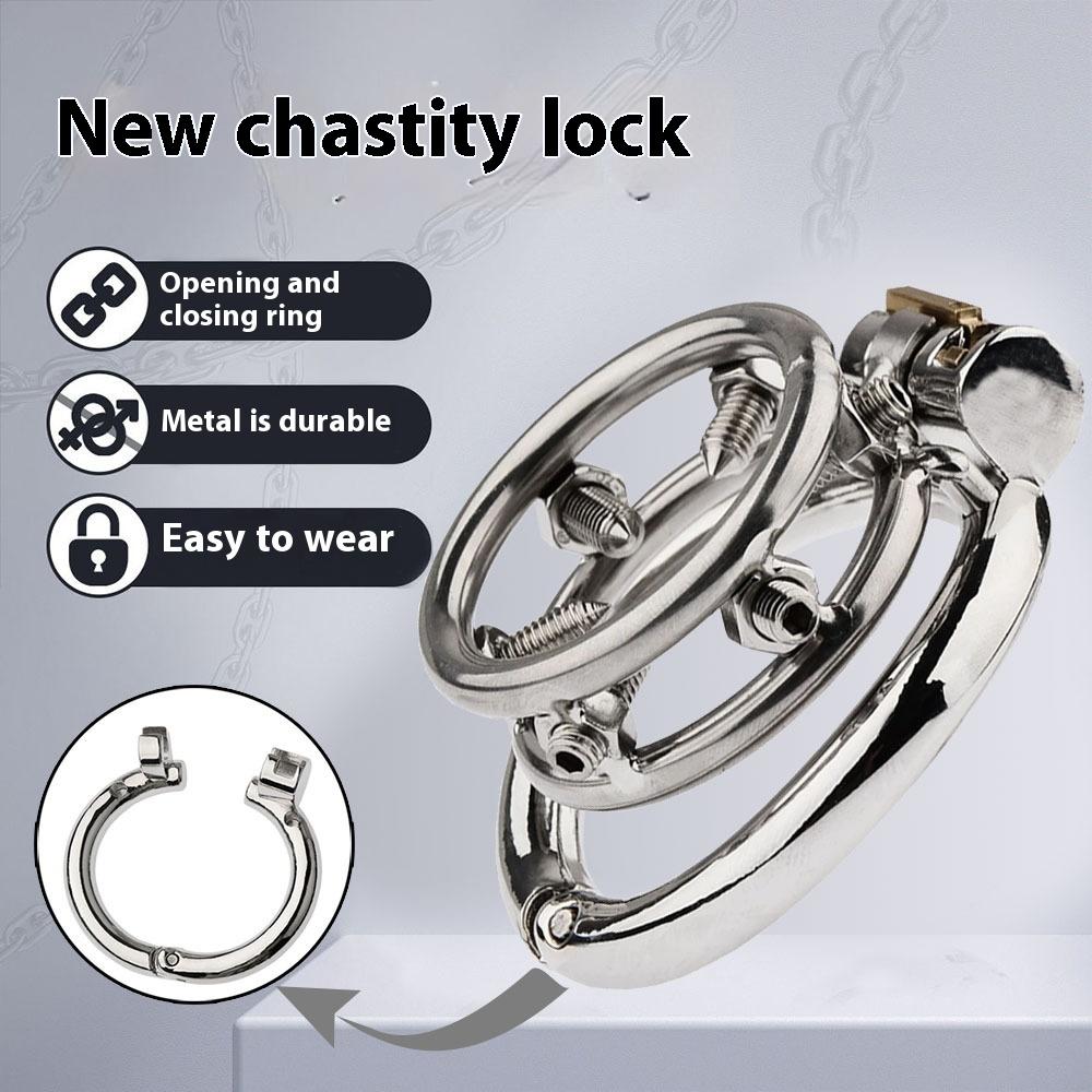 New Male Chastity Device Flat Cat Claw Stainless Steel Chastity Lock Cock Cage Open and Close Rings Sexy Toy for Men Gay Couple