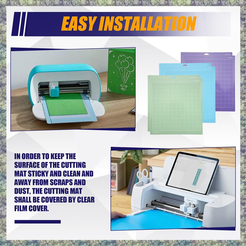 WON Коврики для резки для Cricut Maker/Maker 3/Explore 3/ Air 2/Air, 6 шт.(12X12 дюймов, Стандартная адгезия/Легкая адгезия/Сильная адгезия)