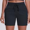 Женские повседневные свободные однотонные шорты три четверти с карманами на кулиске для йоги, бега, фитнеса