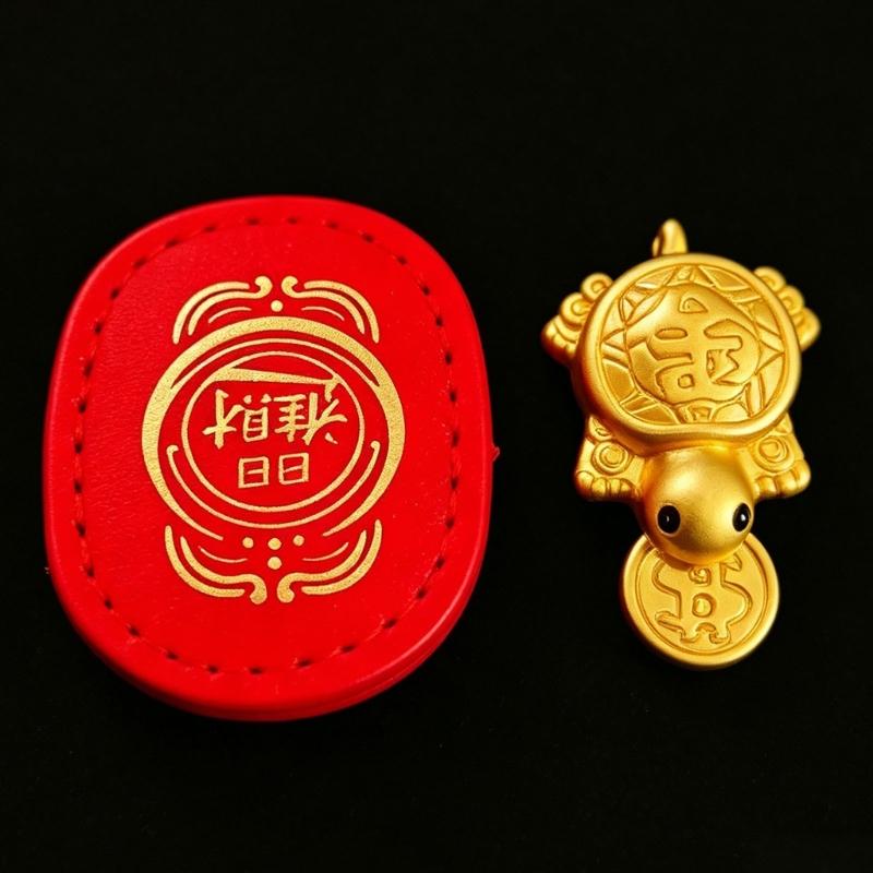 Mini Lucky Turtles Bites Coin Decors, with Leather Sleeve, Symbol of Wealth, Fengshuis Amulet Wallet Purse Bag Charm for Home Desk Shelf Decoration
