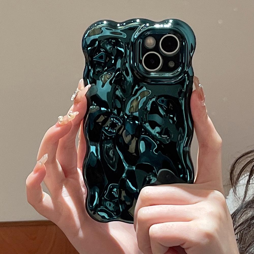 3D чехол для телефона с узором «Пузырьковая волна» для iPhone 17 Air 16 15 14 13 12 11 Pro Max 14pro Гальванизированный Мягкий Ударопрочный Задний чехол
