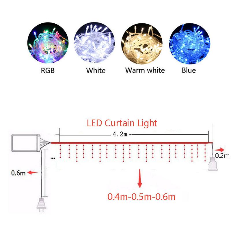 4,8 м светодиодная занавеска сосулек гирлянда рождественские гирлянды Faiy Light Droop 0,4-0,6 м рождественский сад улица наружное декоративное освещение
