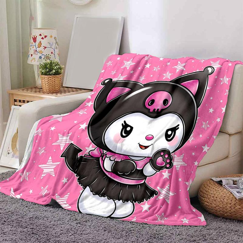 1pc Pink Kuromi Cartoon Blanket, Cute Animal Design for Room Decor, Soft Throw Blanket Perfect as Birthday Gift, Living Room, Travel, Camping, Car Bla
