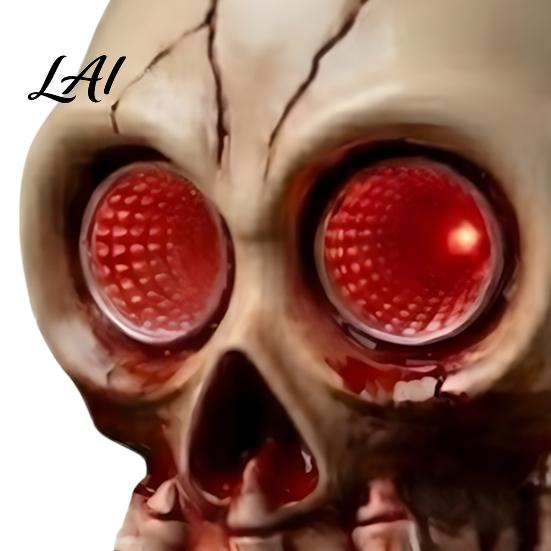 Creepy Skull Decoration Halloween Ornament with Red LED Eyes Horror Light Durable Dark Theme Bar Decor Resin Decoration for Haunted Houses Bars And