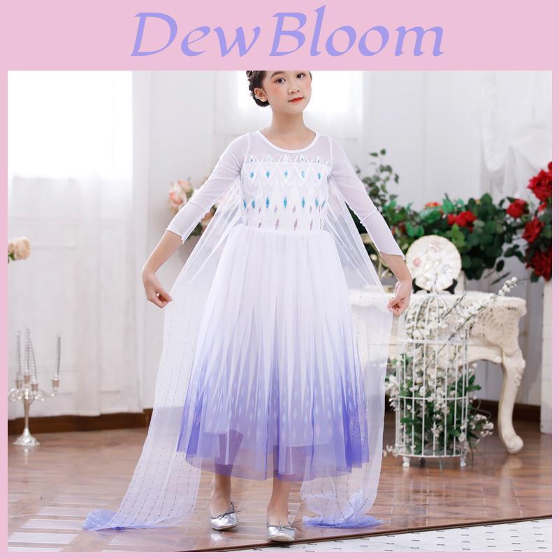 Elegant White Frozen2 Snow Queen Dress Outfit With Exquisite Workmanship For Girls