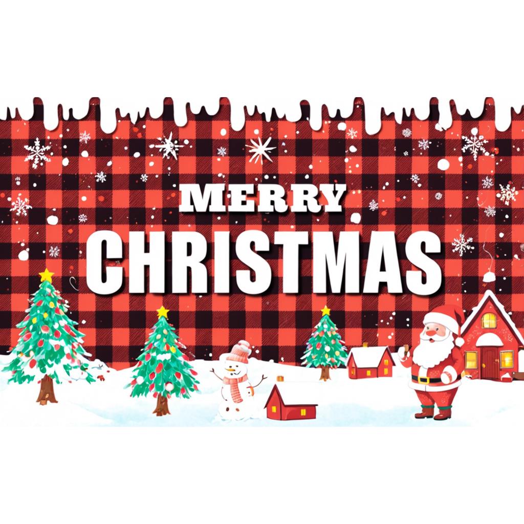 Веселого Рождества украшение дома баннер классический красный фон для фотографий 180*110 см венок Санта 2025 реквизит в канун Нового года