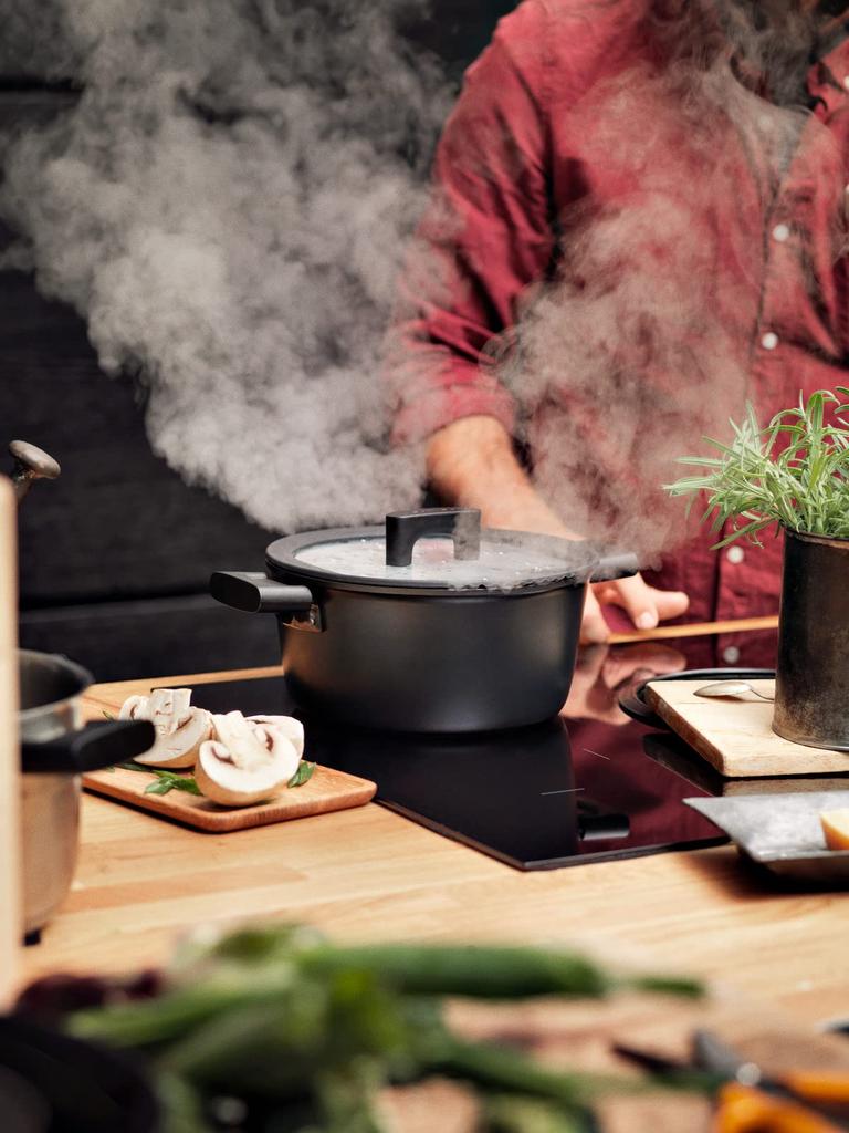 [Officially Imported] Fiskars 22cm Casserole (with lid), Induction/Gas Compatible, Non-Stick, "Hard Face" 1052227