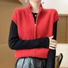 Женский кашемировый кардиган Qinghe Cashmere 30% кашемира 70% шерсти Осенний и зимний кашемировый кардиган Мягкий и теплый