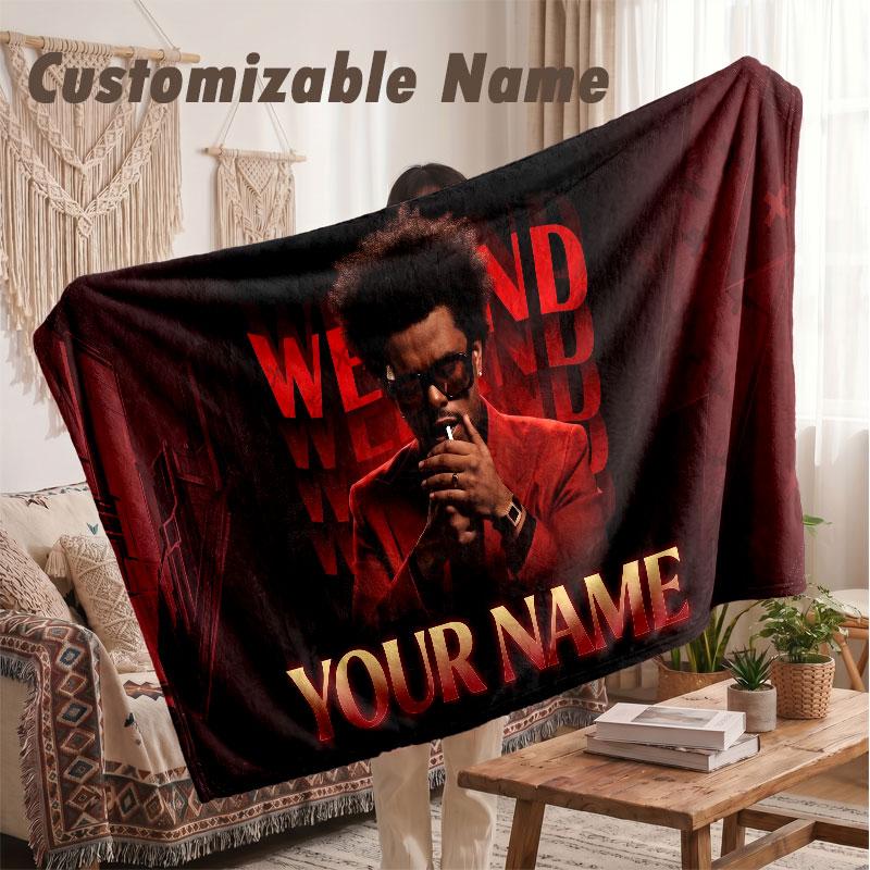 Custom Name Flannel Blanket,The Weeknd Lightweight Warm Bed Blanket For Couch & Holiday Gift